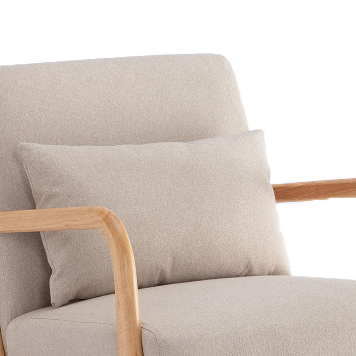VINTAGE-SESSEL Marie Skandinavischer aus beigem Leinen und Holz - Beige/Akaziefarben, Holz/Textil (65/74/84cm) - Sicaan