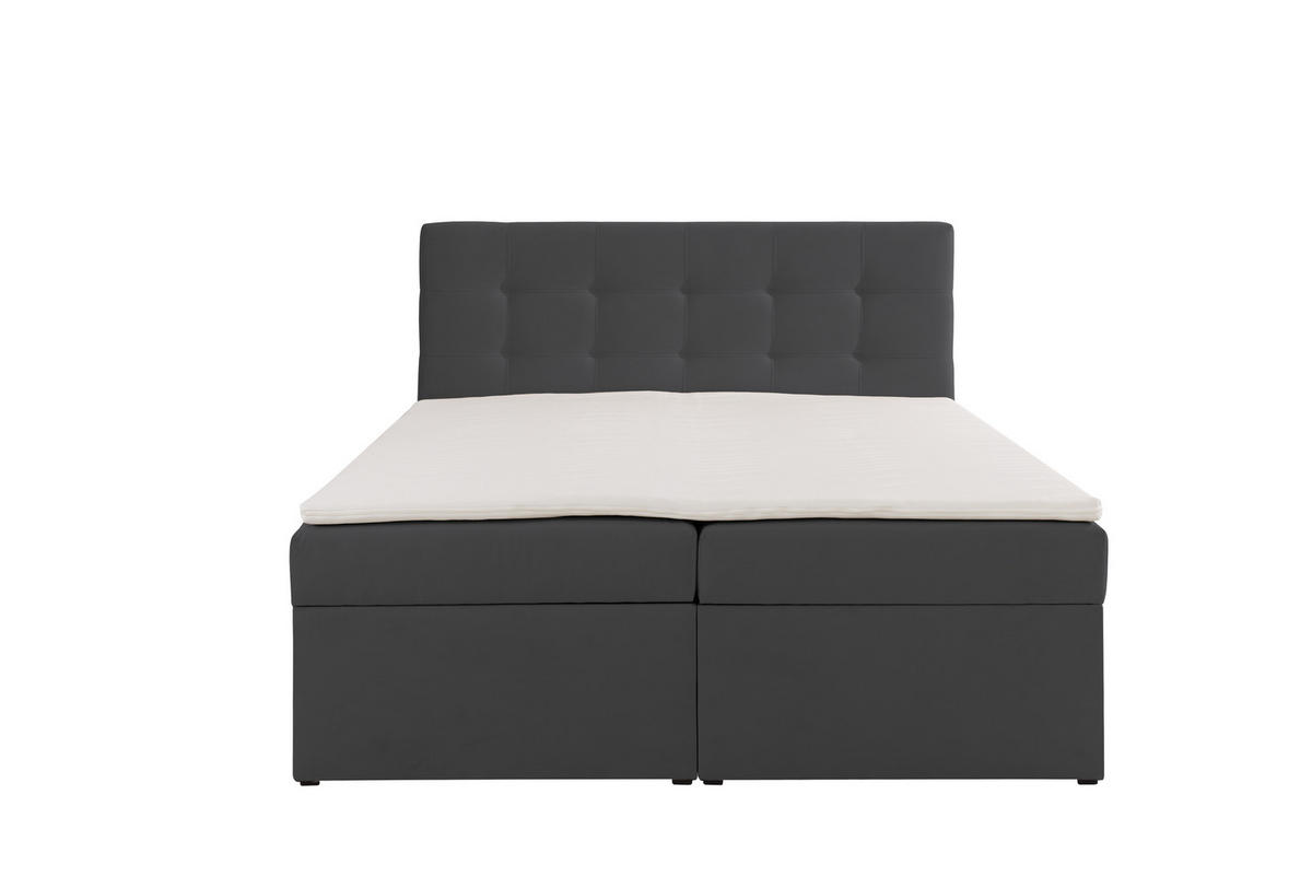 BOXBETT VELLIS mit Topper und Bettkasten, Grau, 200x200 cm - Grau, Textil (200/200cm) - KS Home Concept