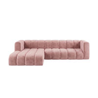 ECKSOFA Modulares In L-Form, Velvet-Stoff Riviera, Hellrosa, Links, GRAND 287 cm - Hellrosa, Holz (287/179cm) - Kaiser Möbel