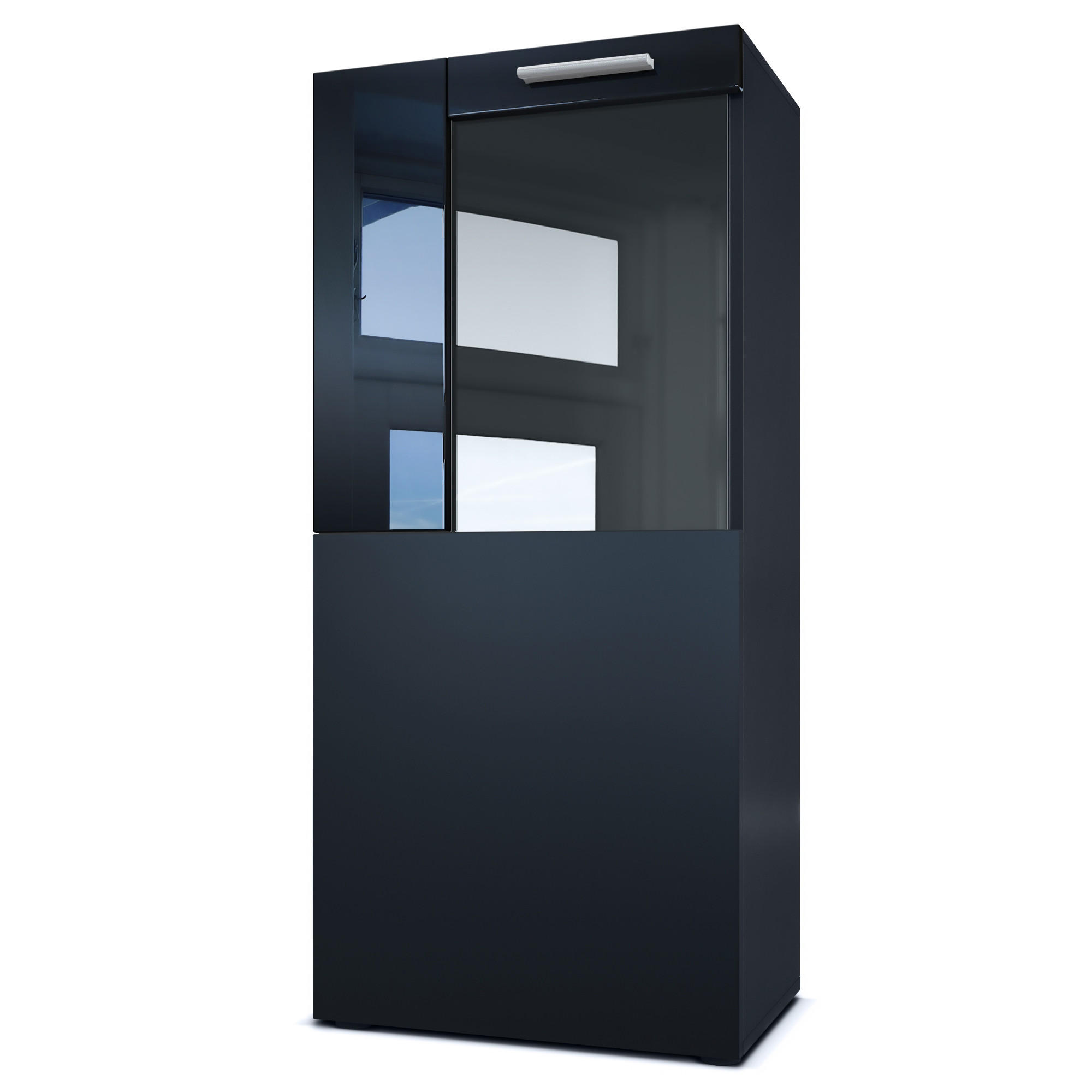 Vladon Vitrine Schwarz Hochglanz 50.5x111x32.5 cm