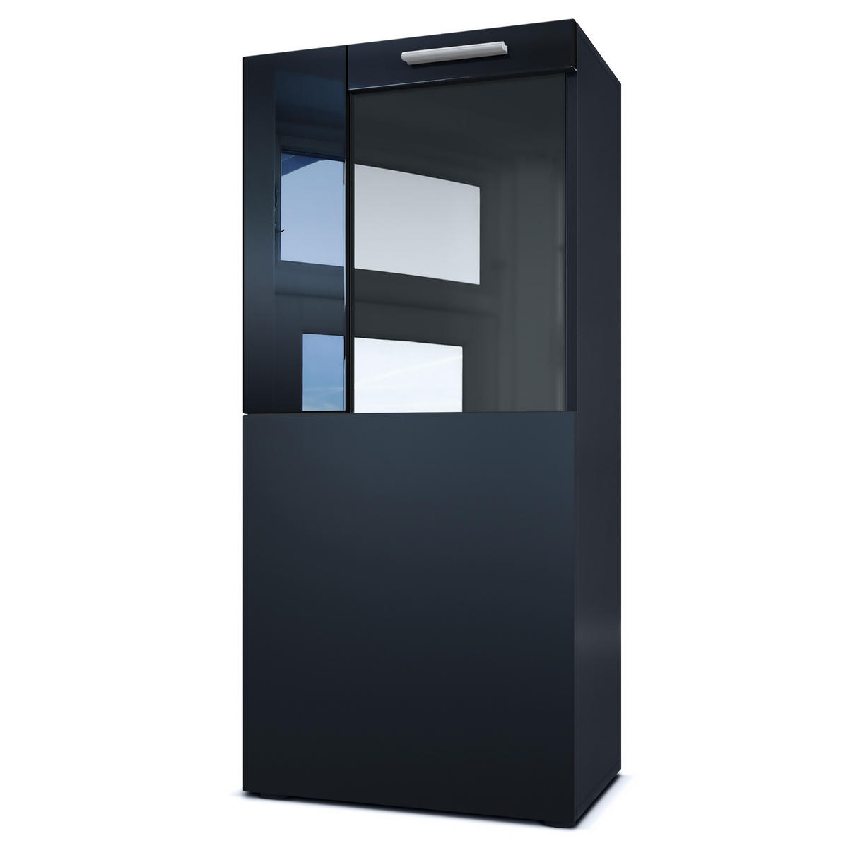 VITRINE Movie Absetzungen in Schwarz Hochglanz - Schwarz Hochglanz, Holzwerkstoff (50.5/111/32.5cm) - Vladon
