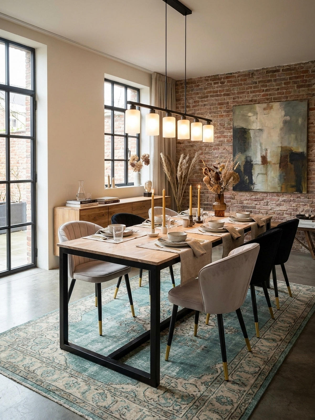 ESSTISCH Massivholz Metall Rechteckig Loft-Stil, Akazie 200x100x76 cm - Schwarz/Akaziefarben, Holz/Metall (100/200/76cm) - KADIMA DESIGN