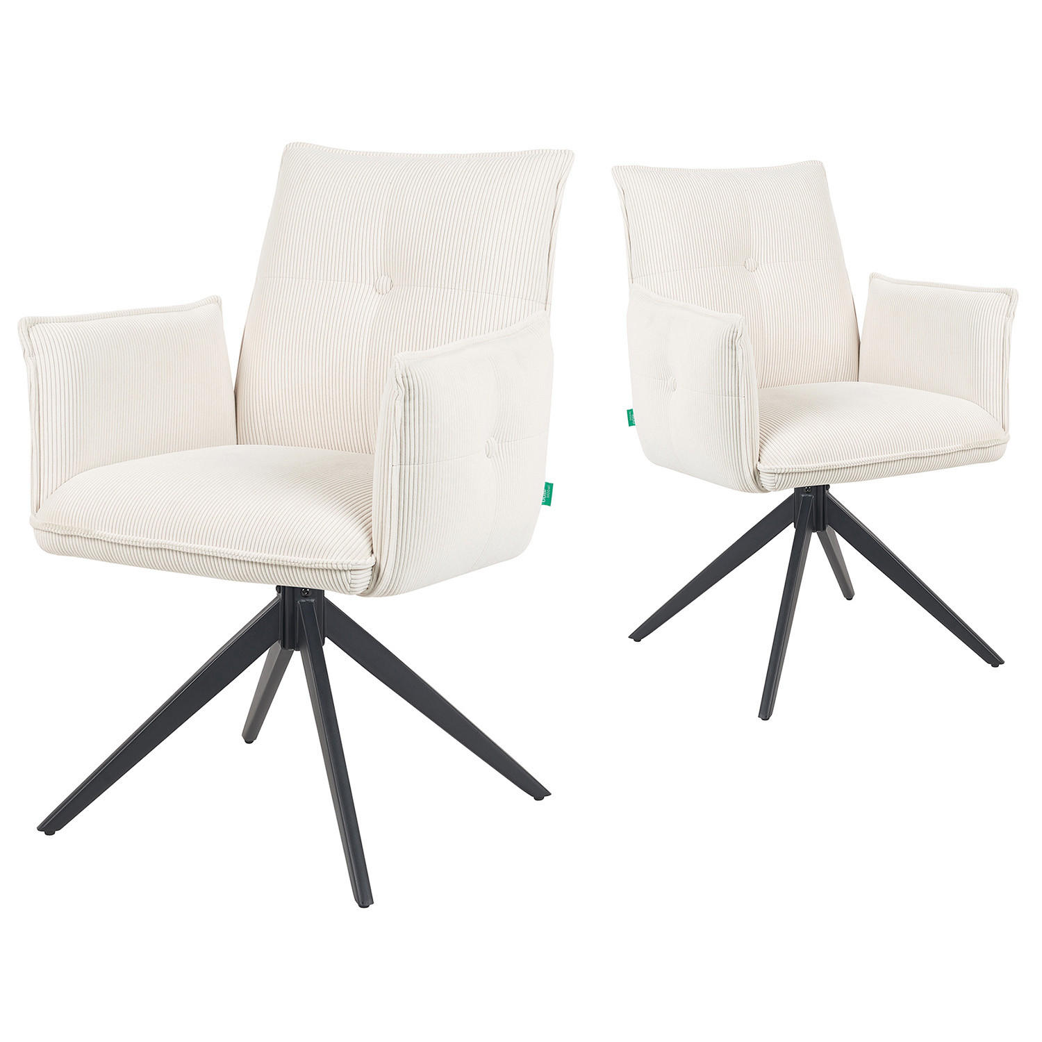 ARMLEHNSTUHL Mika-Nina - Creme/Schwarz, Textil/Metall (60/88/63cm) - DUBI Möbel