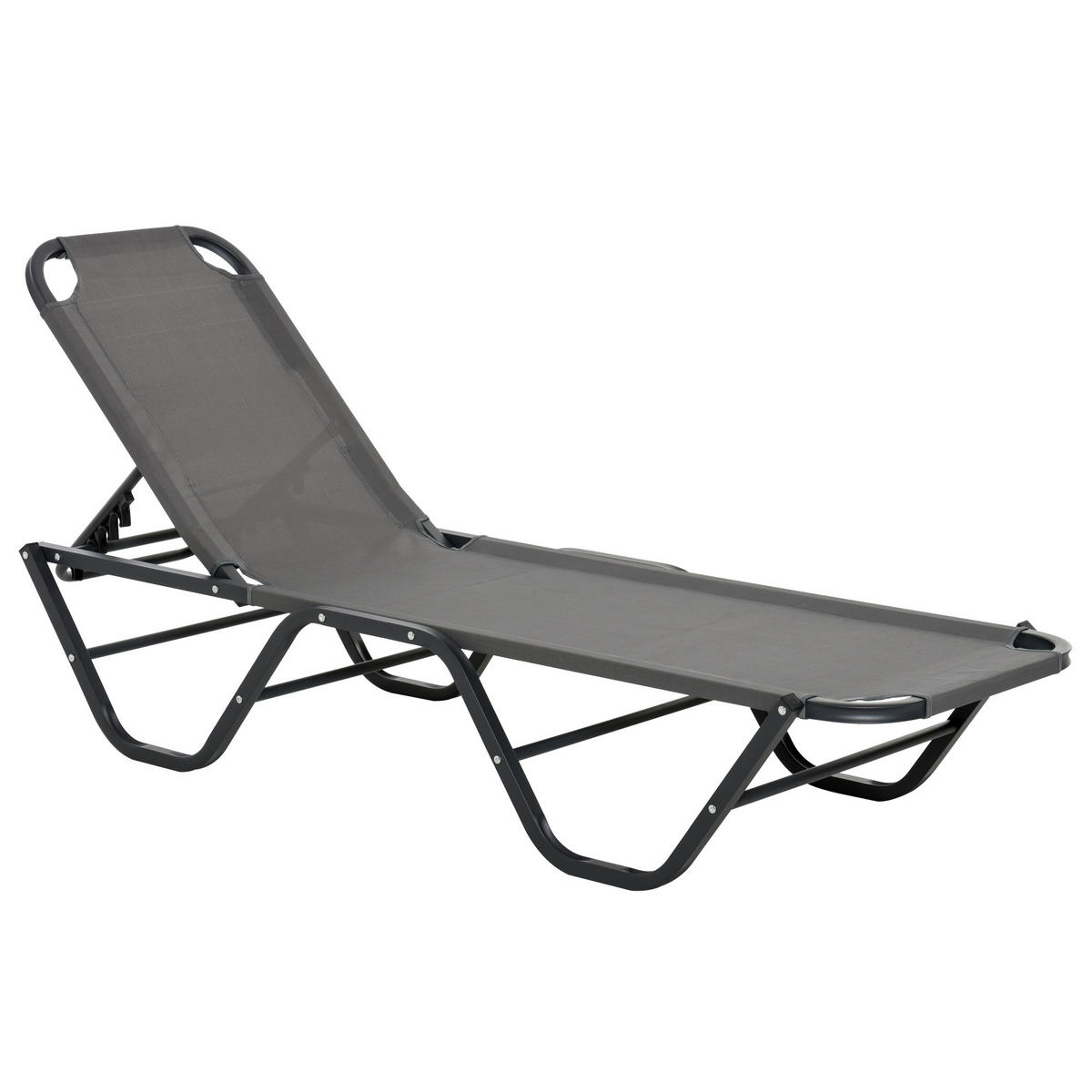 SONNENLIEGE - Grau, Textil/Metall (58.5/89/188cm) - Outsunny