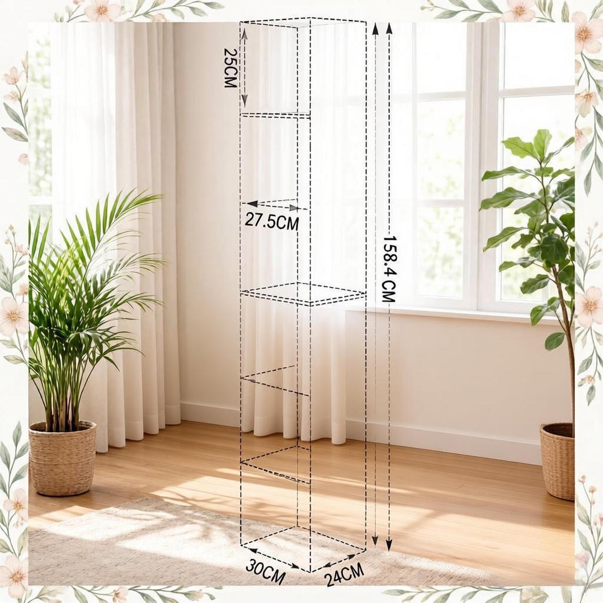 BÜCHERREGAL Eiche 6 Fächer 30/24/158,4 cm - Eichefarben, Holzwerkstoff (30/158.4/24cm) - PANGIVO