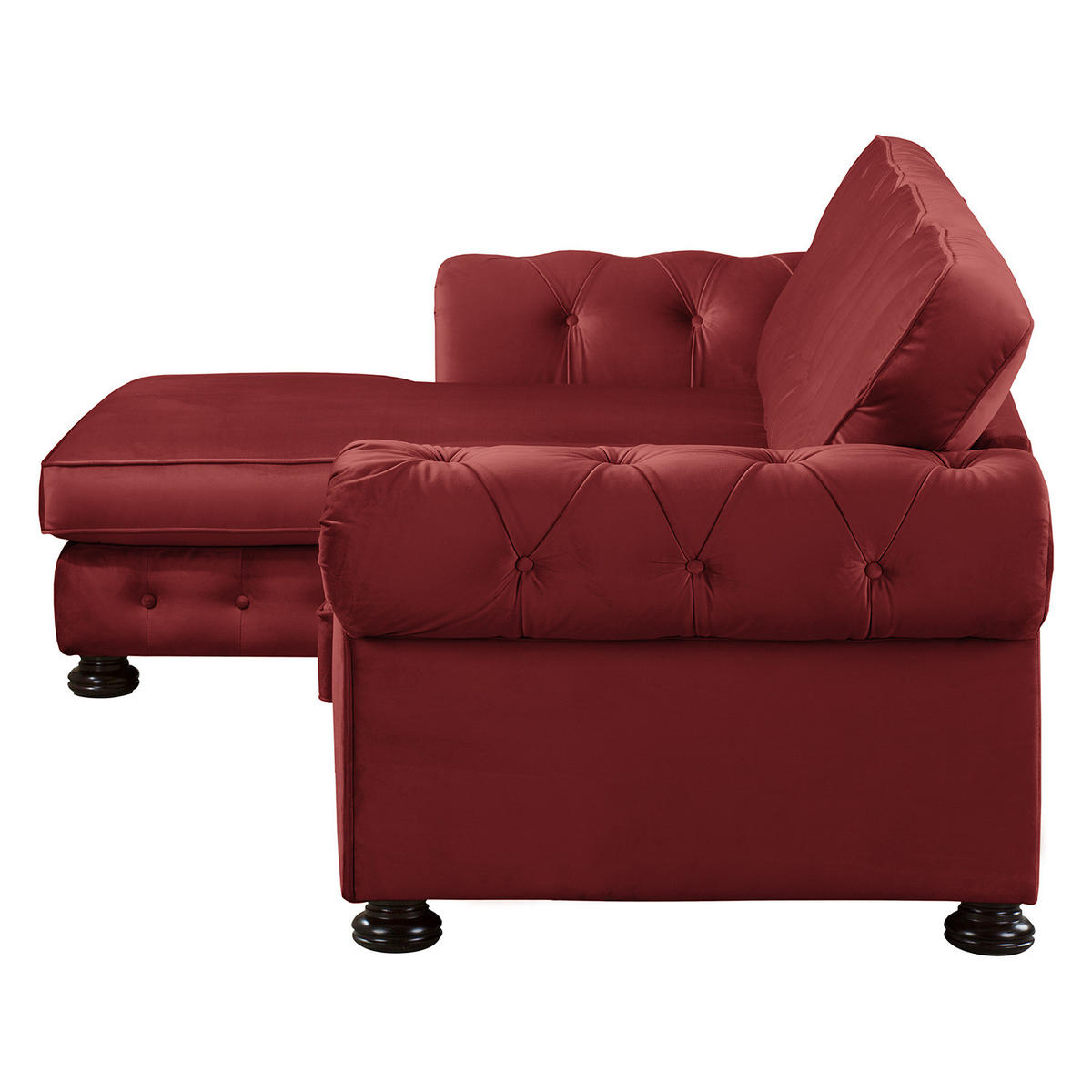 ECKSOFA mit Longchair - Samt - Rot, Textil (302/166cm) - home24
