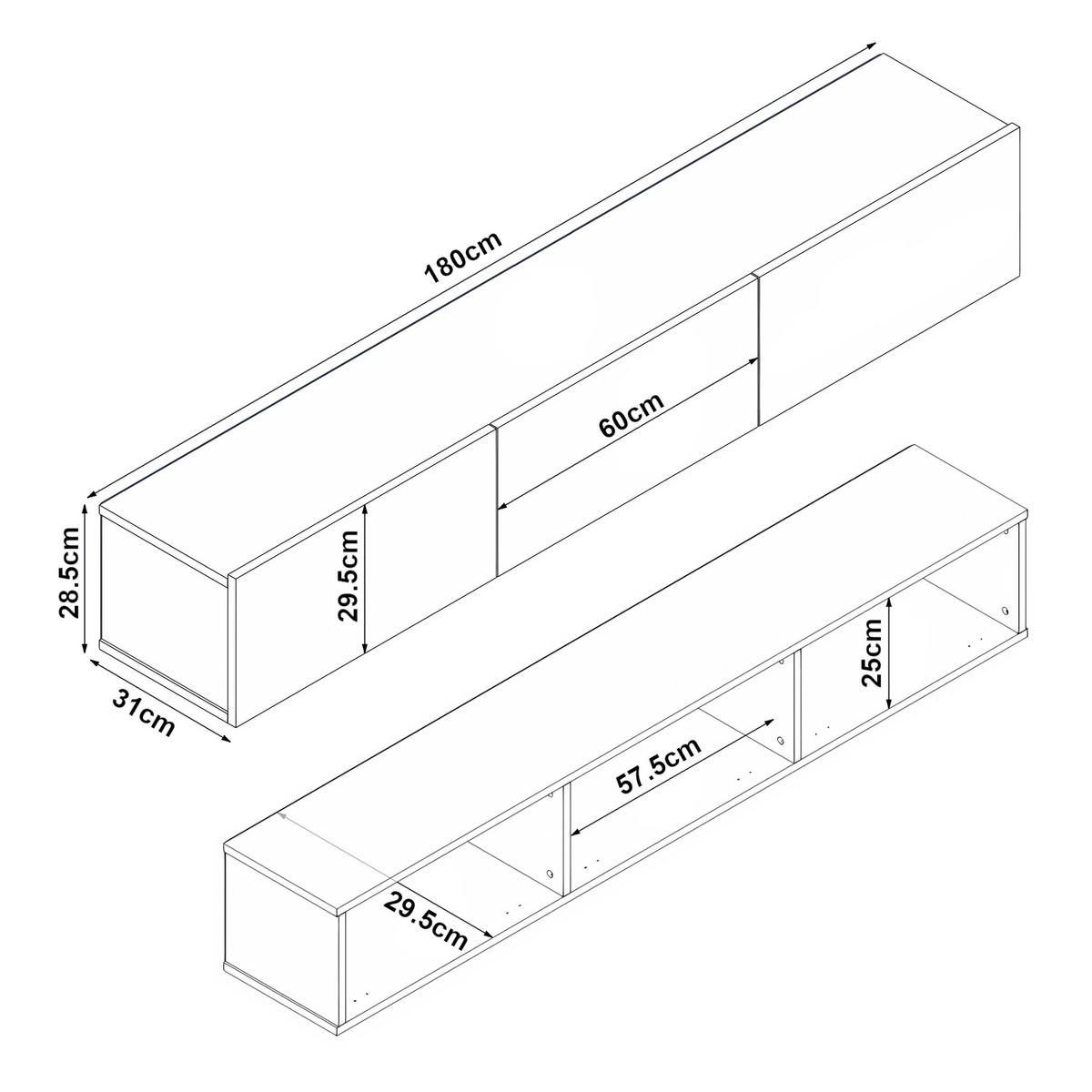 TV-ELEMENT Vihti - Walnussfarben, Holzwerkstoff (180/29.5/31cm) - [en.casa]