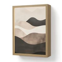 NÁSTĚNNÁ LAMPA S AKUMULÁTOREM Abstraktní - Krajina - Vlny - Krémová barva 30x40 cm - šedohnědá, kompozitní dřevo (30/40/8cm) - OnlyWow