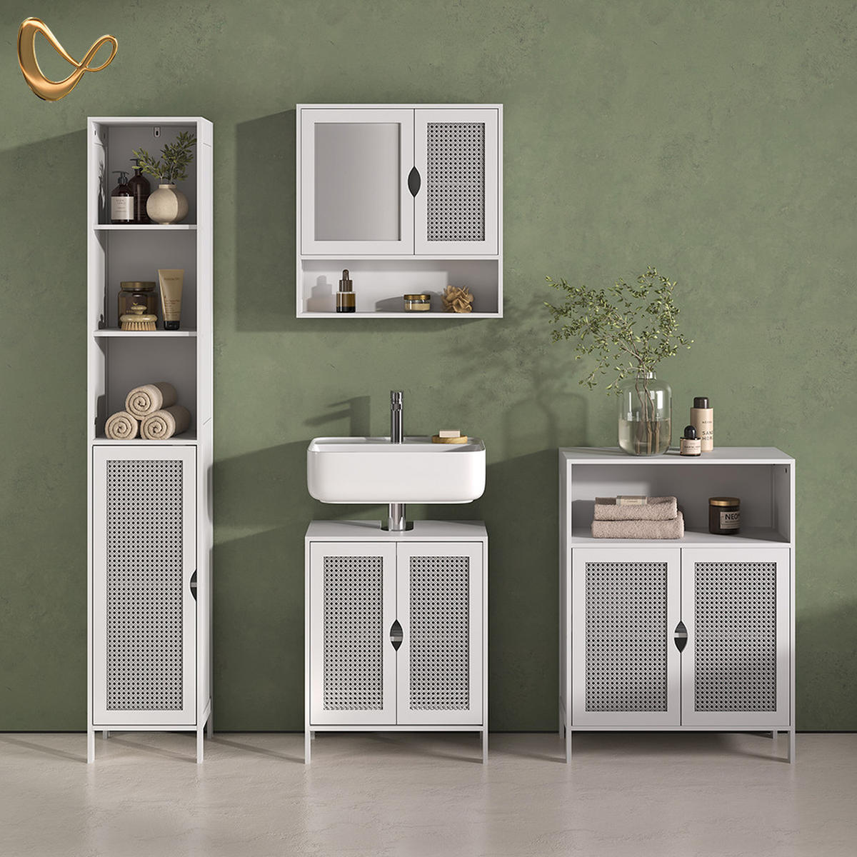 KOMPLET KOPALNIŠKEGA POHIŠTVA Mincio, Bela, 2-delni - bela, leseni material (50/60/29cm) - Livinity®