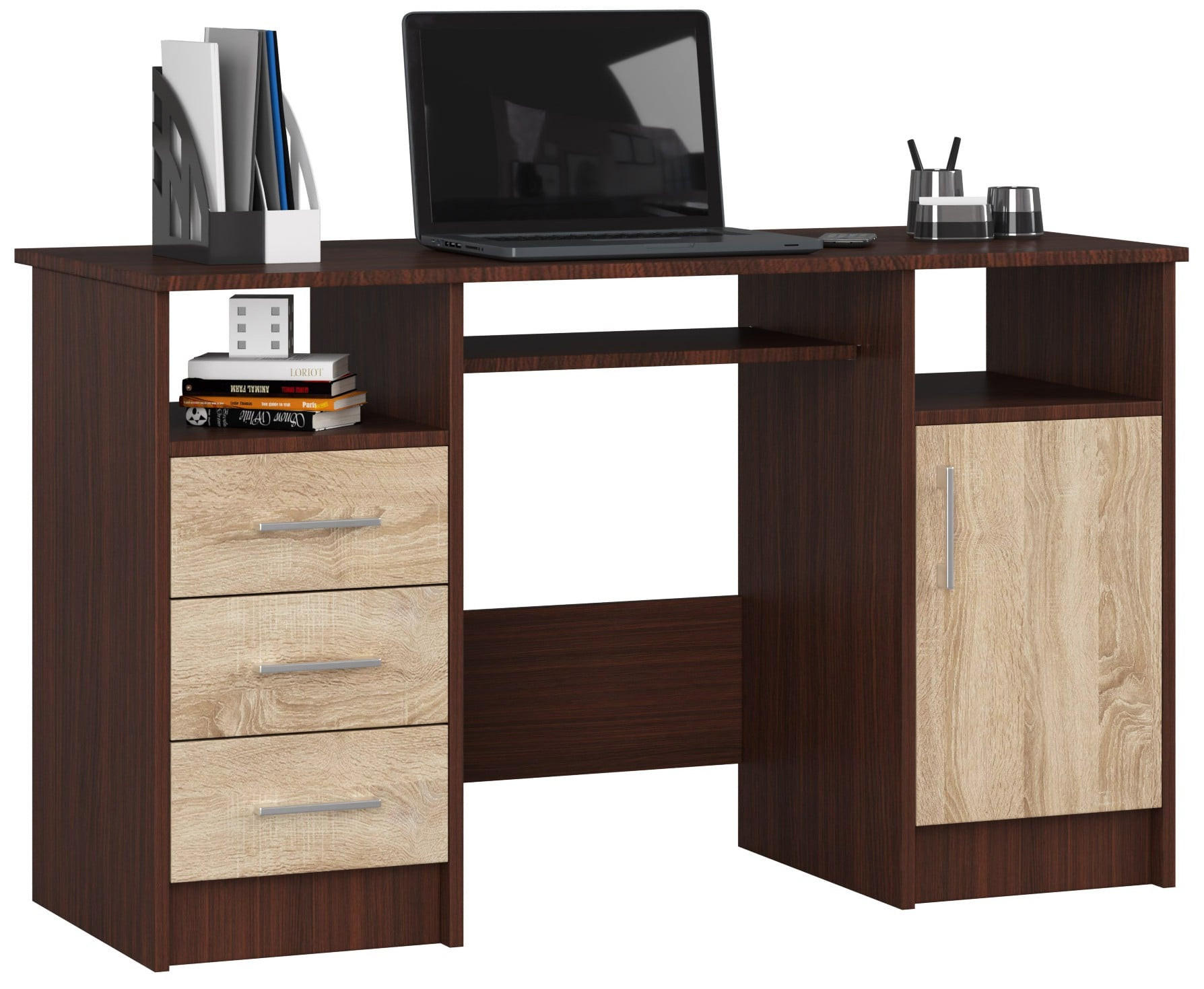 SCHREIBTISCH Dunkelbraun, Eiche Sonoma 74/124/52 - Dunkelbraun, Holzwerkstoff (52/124/74cm) - RAUMHIRSCH FURNITURE
