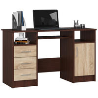 SCHREIBTISCH Dunkelbraun, Eiche Sonoma 74/124/52 - Dunkelbraun, Holzwerkstoff (52/124/74cm) - RAUMHIRSCH FURNITURE