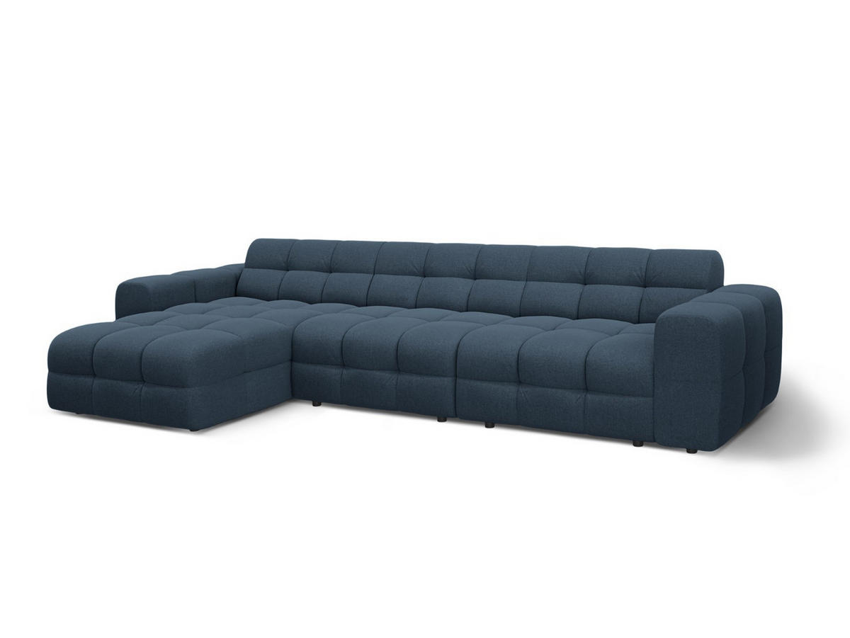 ECKSOFA links Kendal aus strukturiertem Stoff marineblau 5 Sitzplätze - Blau, Textil (173/357cm) - Micadoni