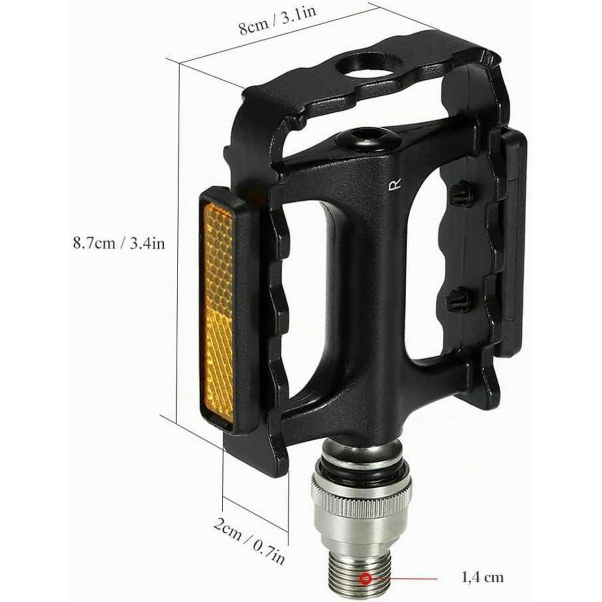 FAHRRADPEDALE MTB Plattformpedale mit Schnellverschluss und Reflektoren - Schwarz, Metall (8/1.5/8.7cm)