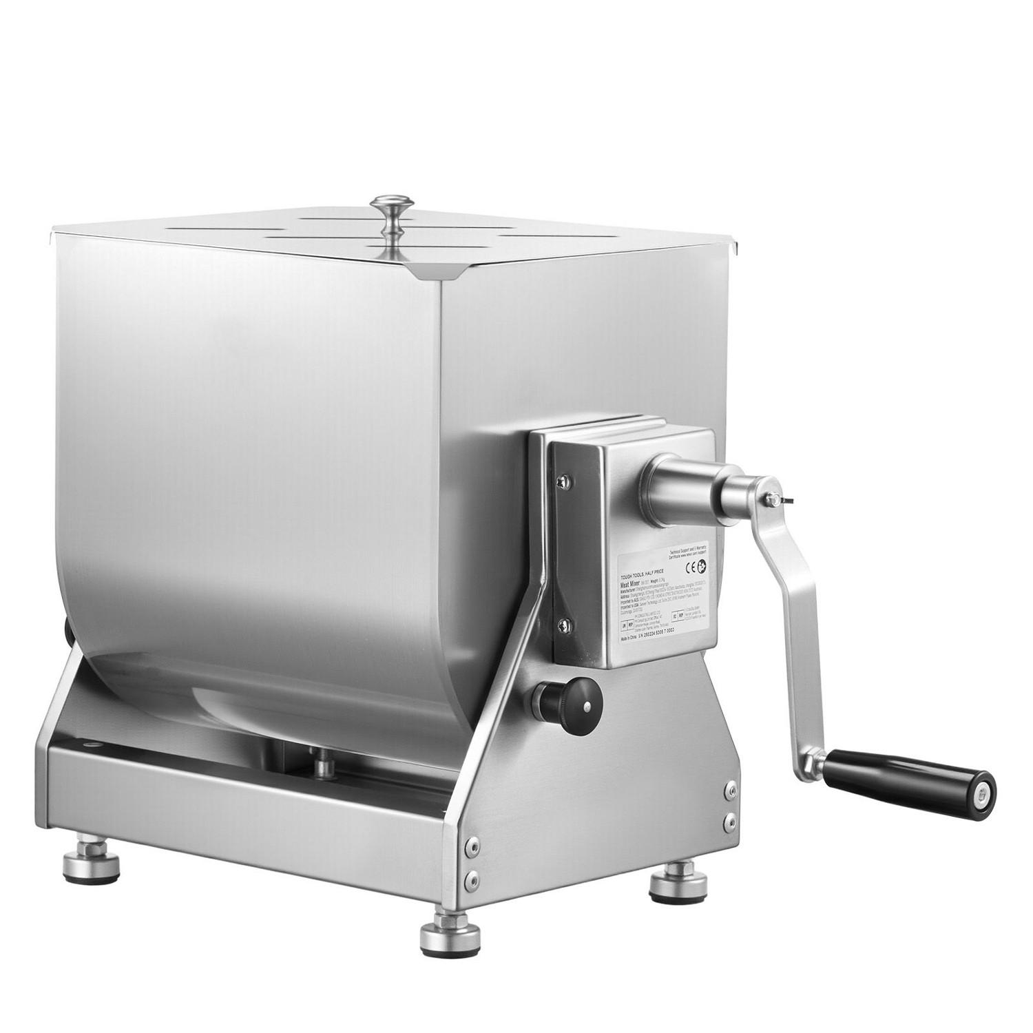 FLEISCHWOLF Manueller 20L, Hackfleischmischer Edelstahl, Gewerbliche Nutzung - Silberfarben, Metall (31.01/45/51cm) - Rolipo