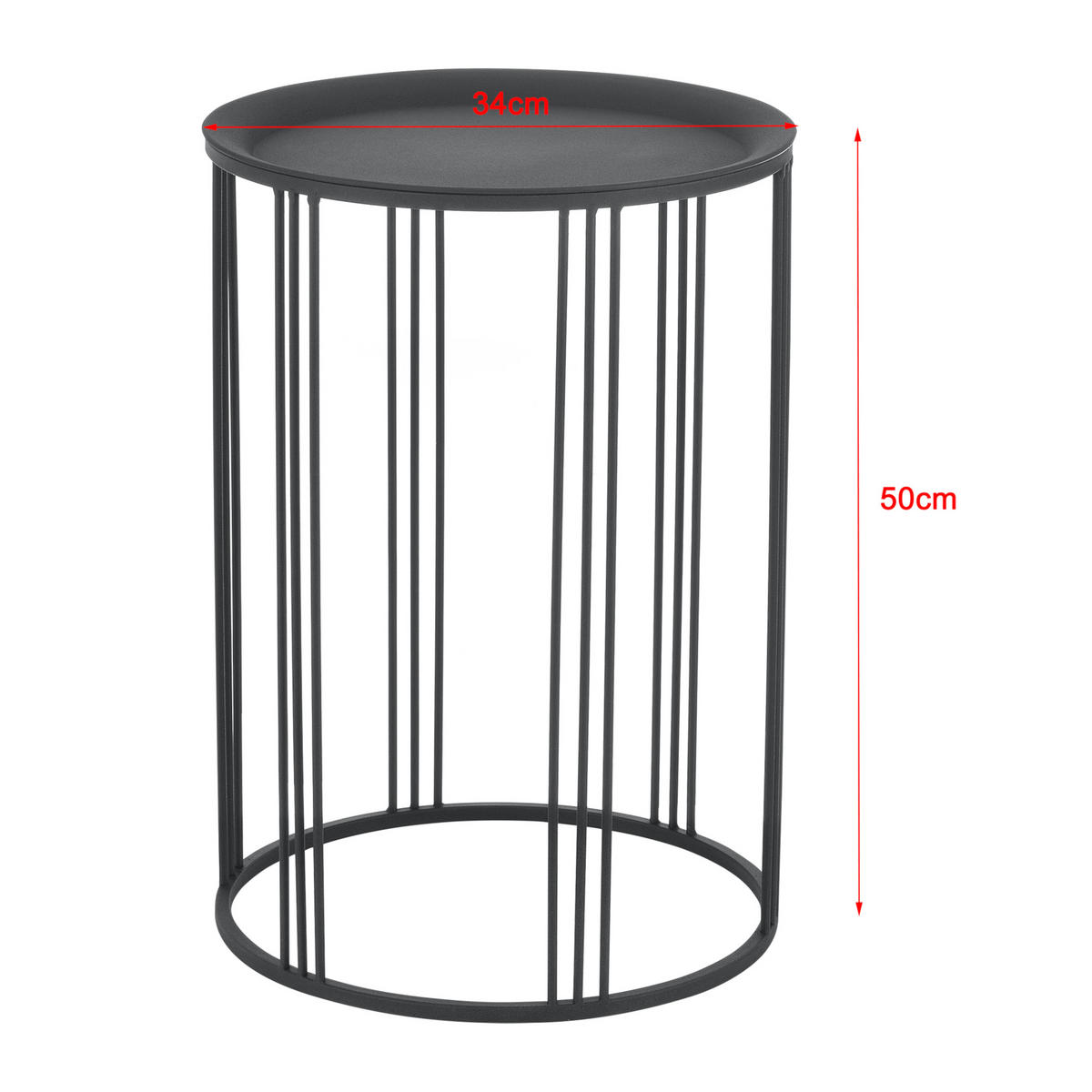 BEISTELLTISCH Batumi im 2er Set - Schwarz, Metall (34/34/50cm) - [en.casa]