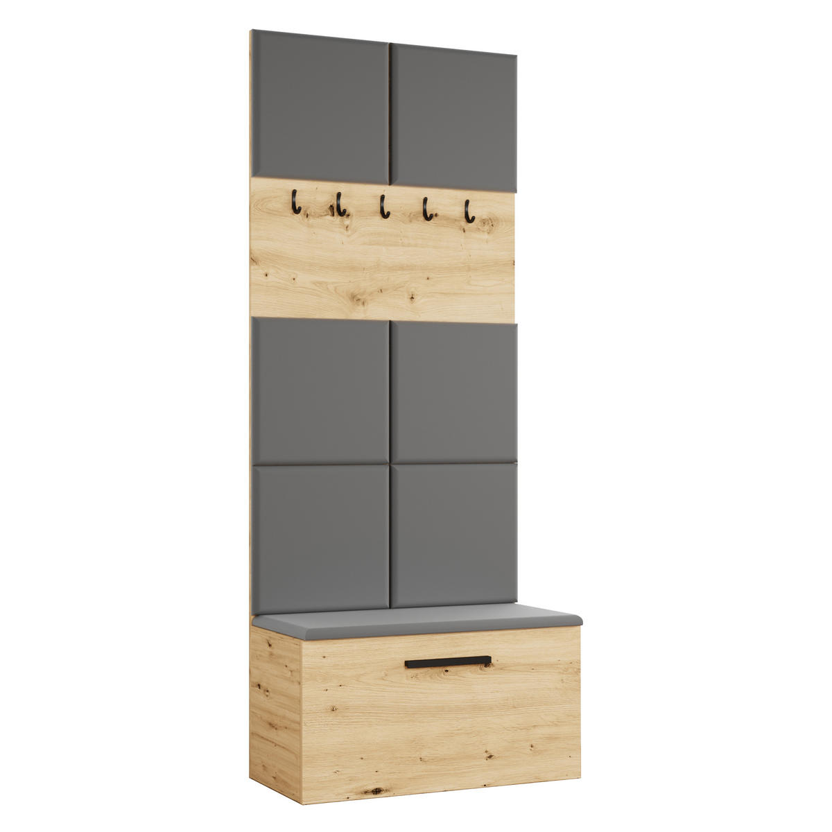 GARDEROBENSCHRANK MODULO 241,2/204/40 cm Modern Garderobe-Set Eiche Artisan - Eiche Artisan/Grau, Holzwerkstoff (241.2/204/40cm) - MASSENO