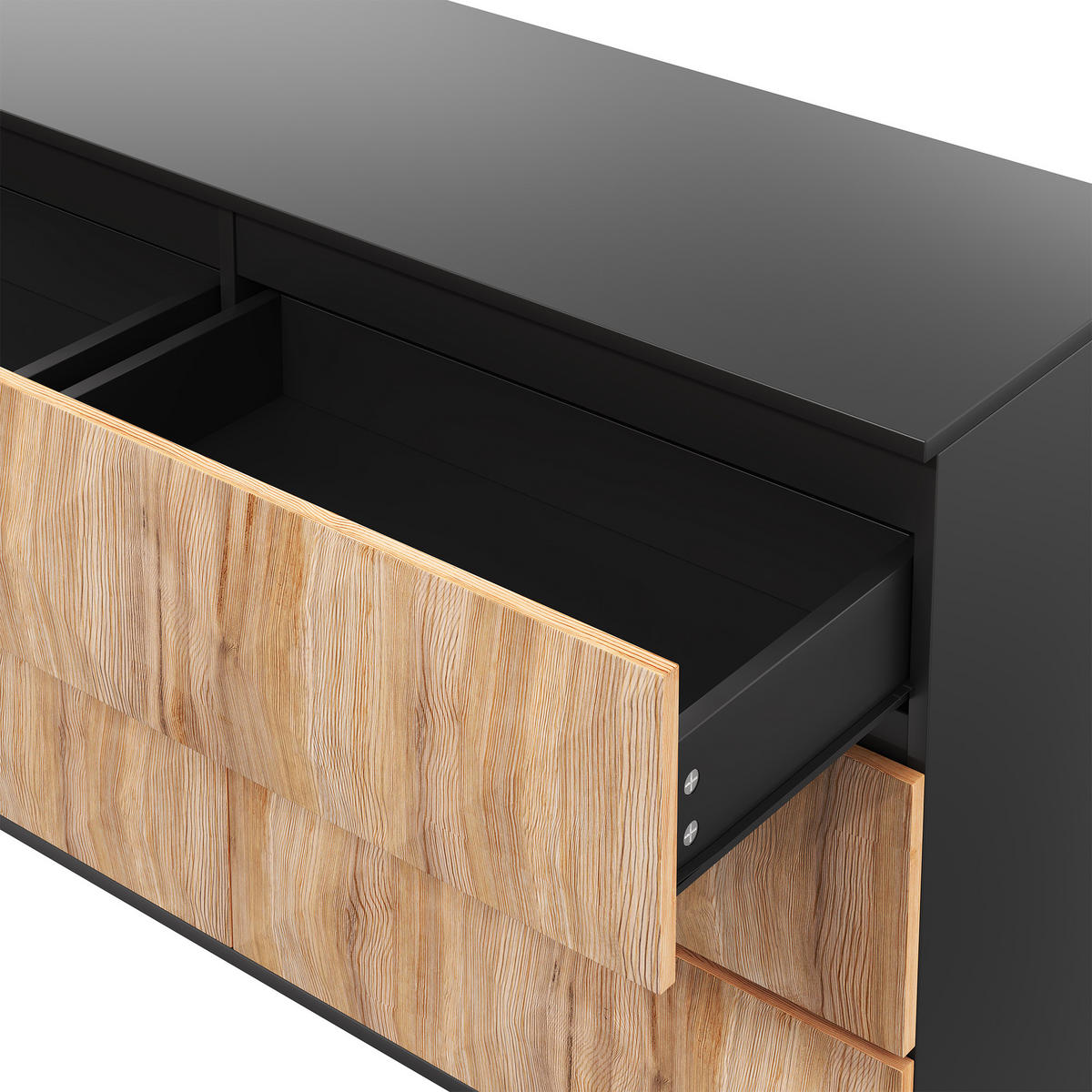 SIDEBOARD Schwarz Holzoptik erhabene Türen modern - Multicolor, Holzwerkstoff (40/85/120cm) - FLIEKS