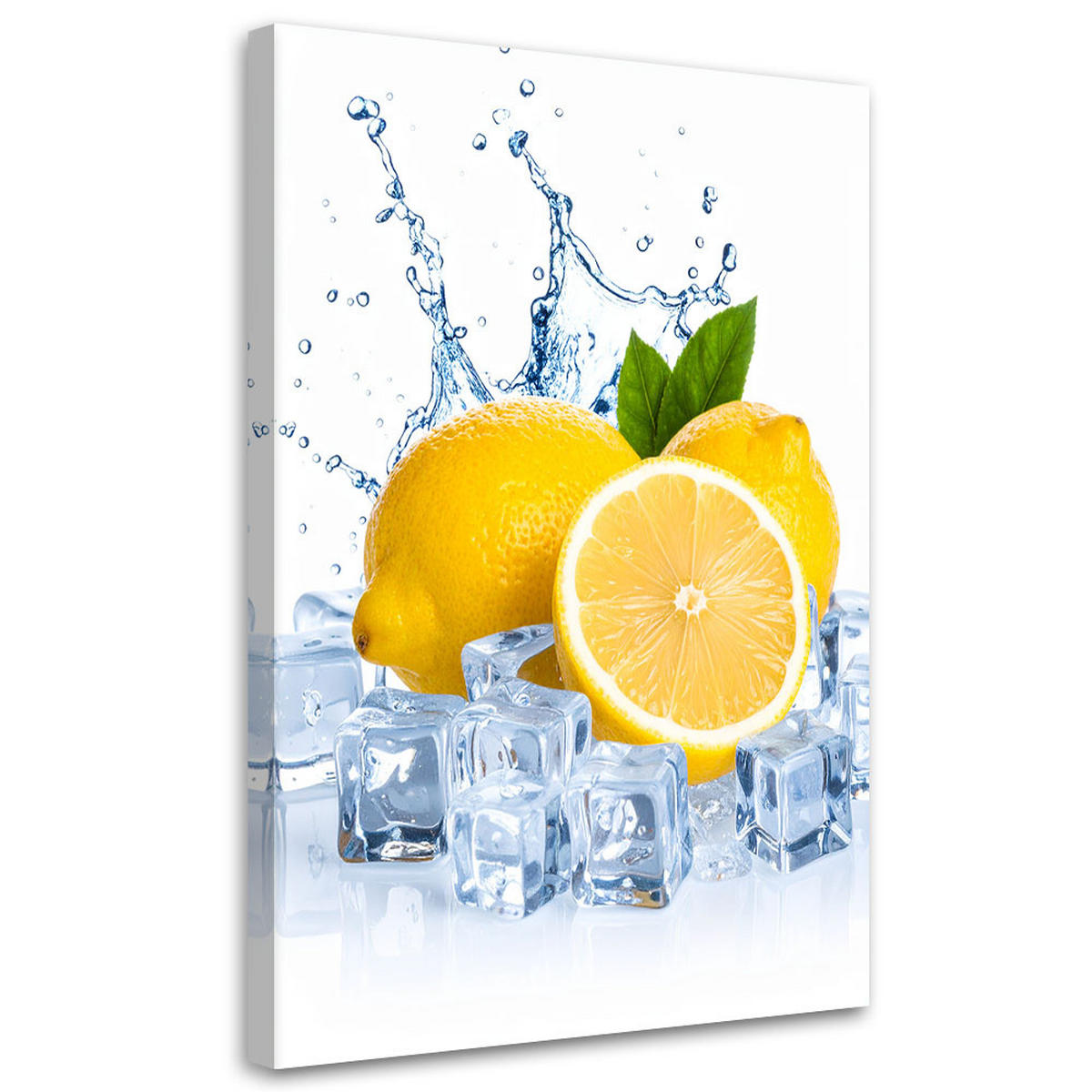 LEINWANDBILD Zitronen Früchte in Eis 60x90cm - Gelb, Textil (60/90cm) - Feeby