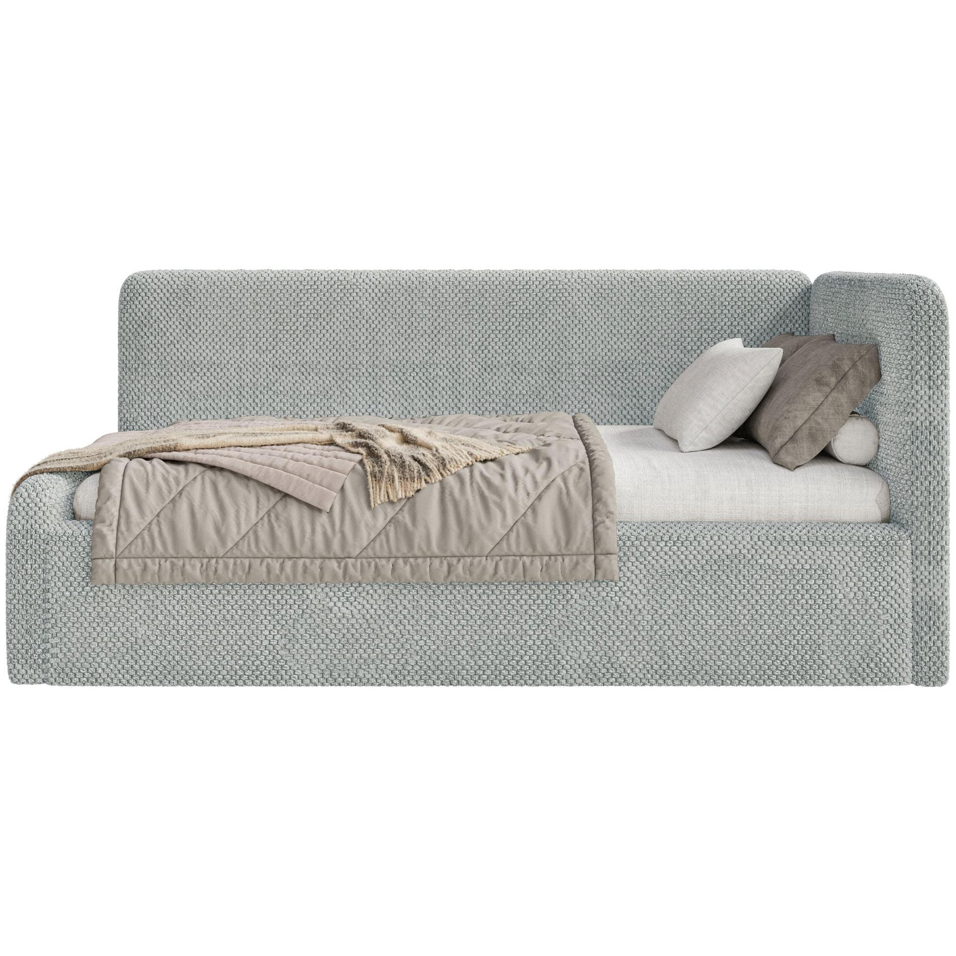JUGENDBETT Fanko Samt Grau 90x200 cm - Schwarz/Grau, Kunststoff/Textil (90/200cm) - Selsey