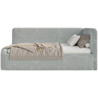 JUGENDBETT Fanko Samt Grau 90x200 cm - Schwarz/Grau, Kunststoff/Textil (90/200cm) - Selsey