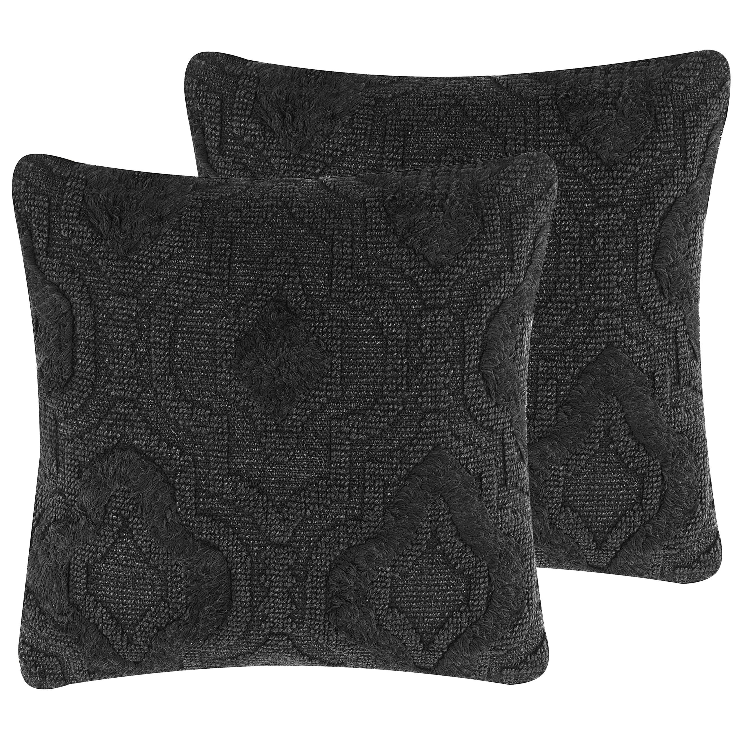 DEKOKISSEN 2er-Set Dunkelgrau 45/45 cm Paika - Dunkelgrau, Naturmaterialien/Textil (45/45cm) - Beliani