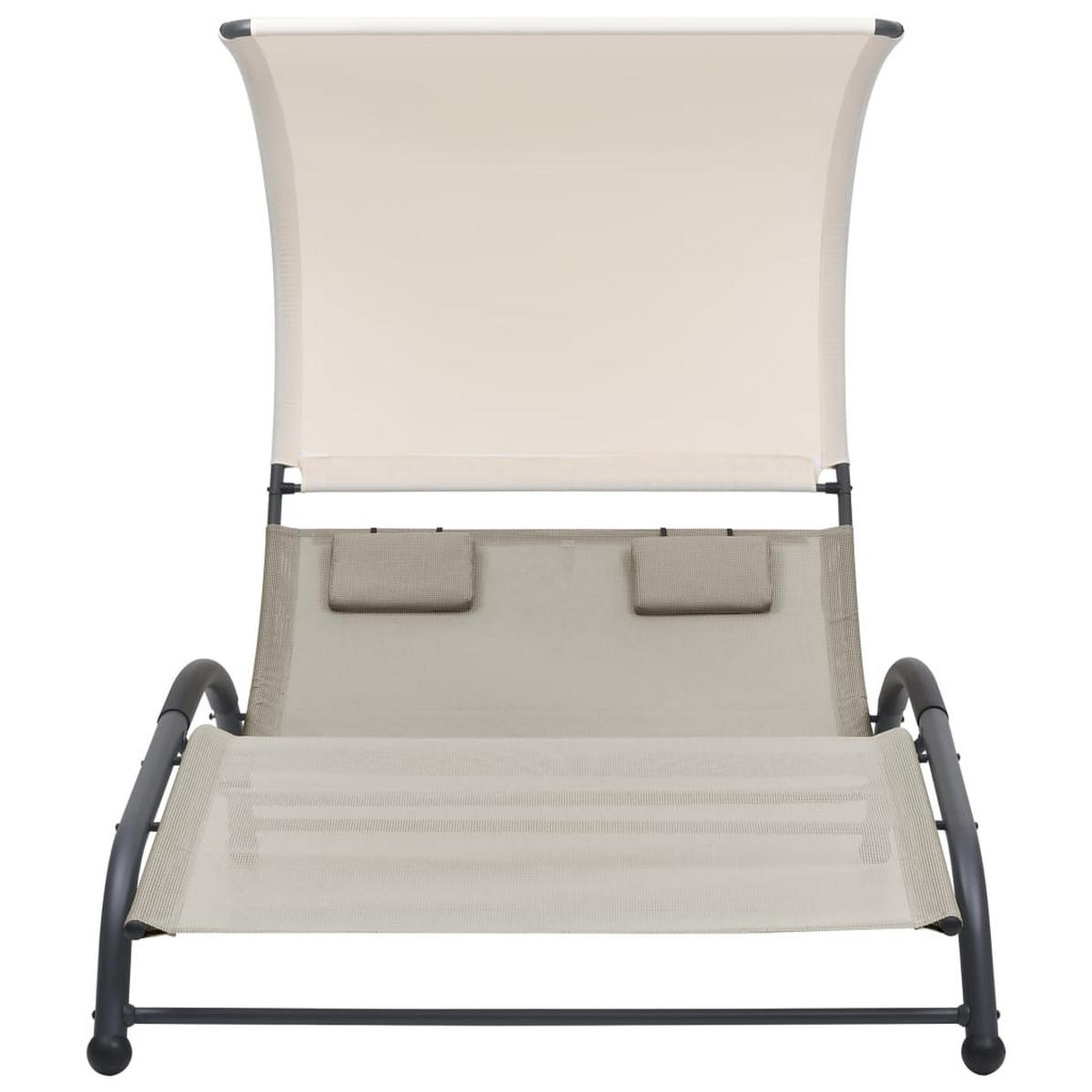 DOPPEL-SONNENLIEGE mit Sonnendach Textilene Creme - Creme, Metall (137/158/190cm) - furnicato