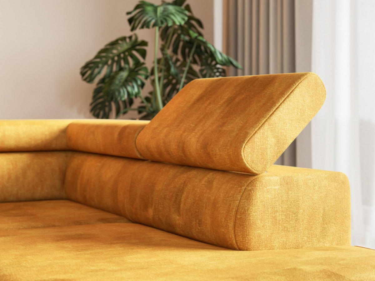 ECKSOFA Senfgelb ALEX Mit Verstellbaren Kopfstützen Linksseitig Stoff Terra - Gelb/Goldfarben, Textil (274/203cm) - Sepro Meble