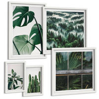 BILDER SET 5er Set - 50x50 cm & 20x30 cm & 40x60 cm Weißer Rahmen - Ästhetik tropischer Pflanzen - Weiß, Kunststoff (40/60cm) - TULUP