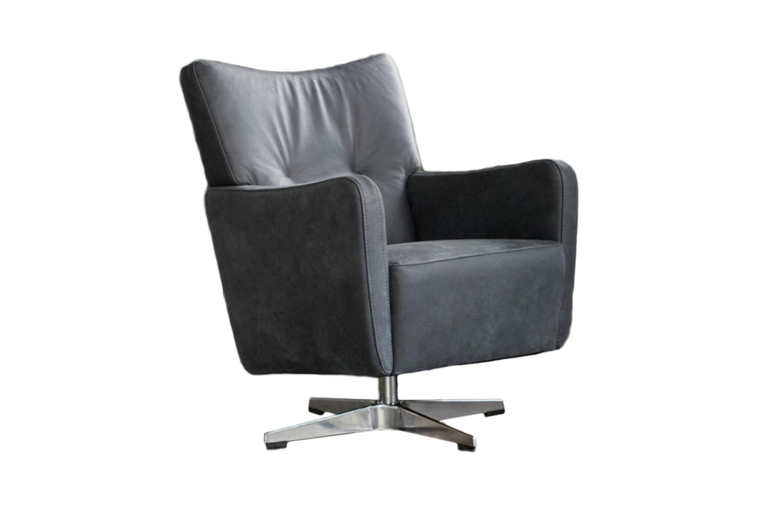 DREHSESSEL ALINE Schwarz Leder - Schwarz, Leder (68/87/72cm) - KAWOLA