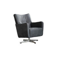 DREHSESSEL ALINE Schwarz Leder - Schwarz, Leder (68/87/72cm) - KAWOLA