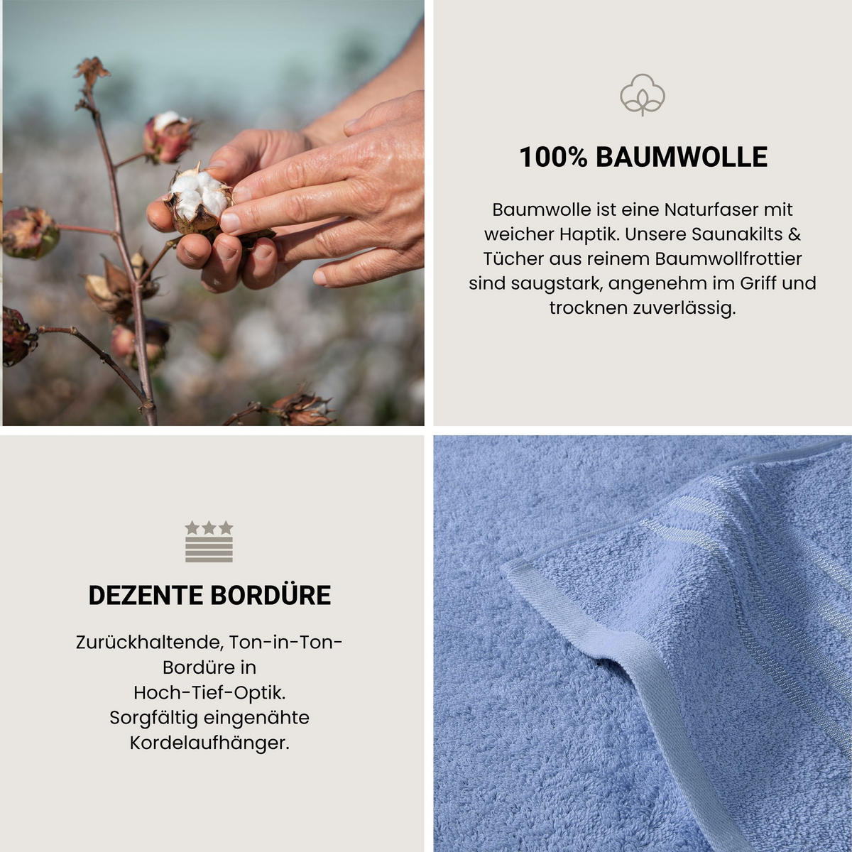 HANDTUCHSET Milano - 4-teilig - 50x100 cm - Hellblau - Hellblau, Textil (50/100cm) - SCHIESSER