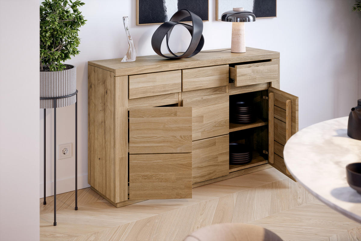 KOMMODE Skagen - Eichefarben, Holz (35/80/127cm) - kiki design