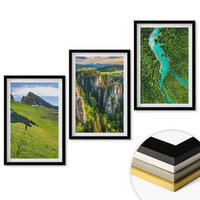 WANDBILDER 3er-Set - 40x60 cm Schwarzer Rahmen - Grüne Berge, Flussfelsen - Schwarz, Kunststoff (40/60cm) - ArtPrintCave