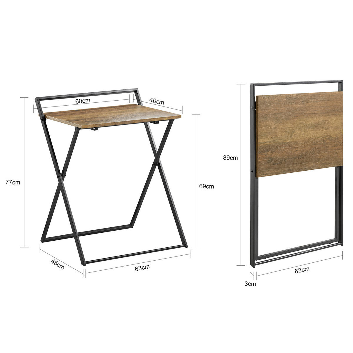 SCHREIBTISCH Vintage - Braun, Holzwerkstoff (45/63/77cm) - SoBuy