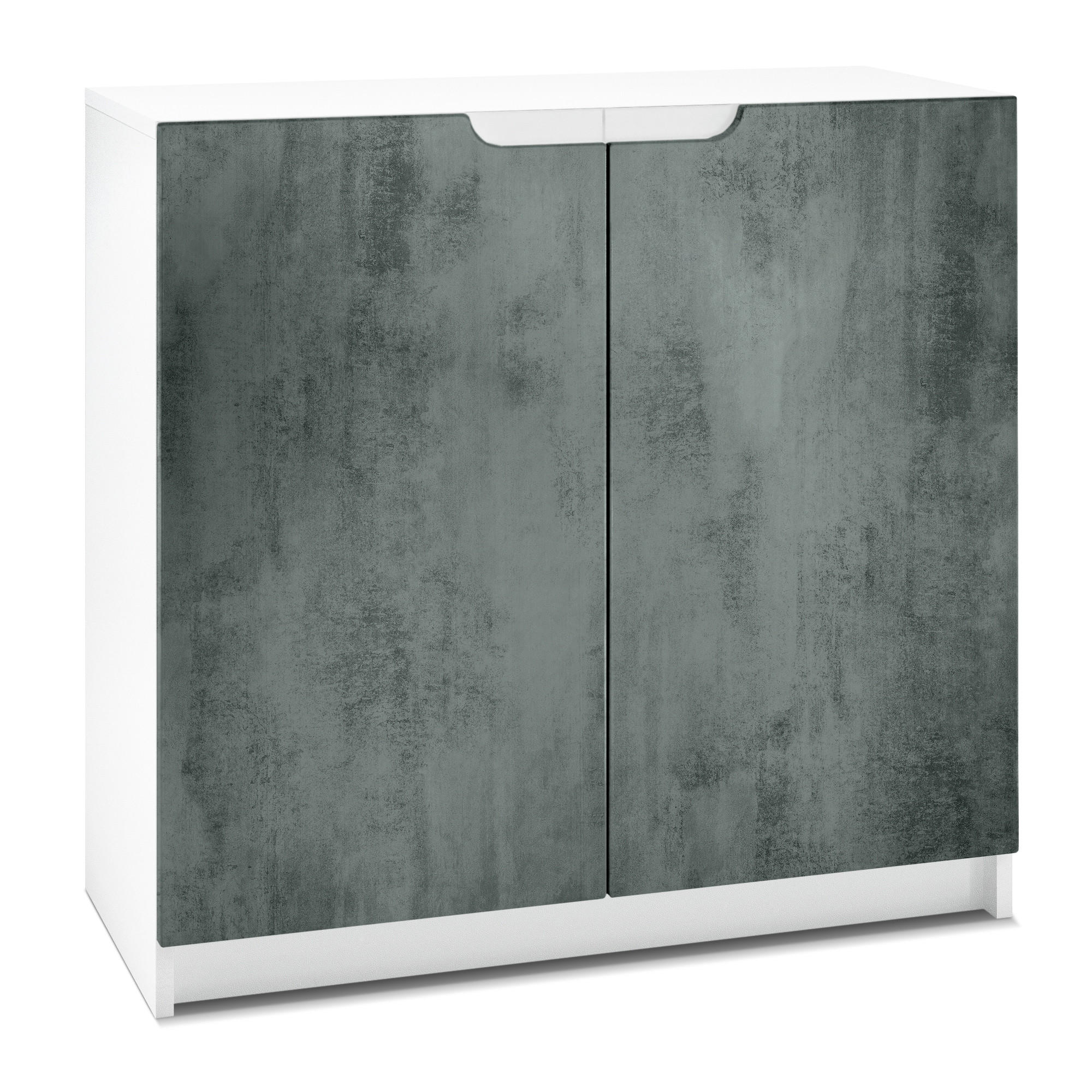 KOMMODE Logan Fronten in Beton Dunkel Optik - Dunkelgrau, Holzwerkstoff (82/78/37cm) - Vladon