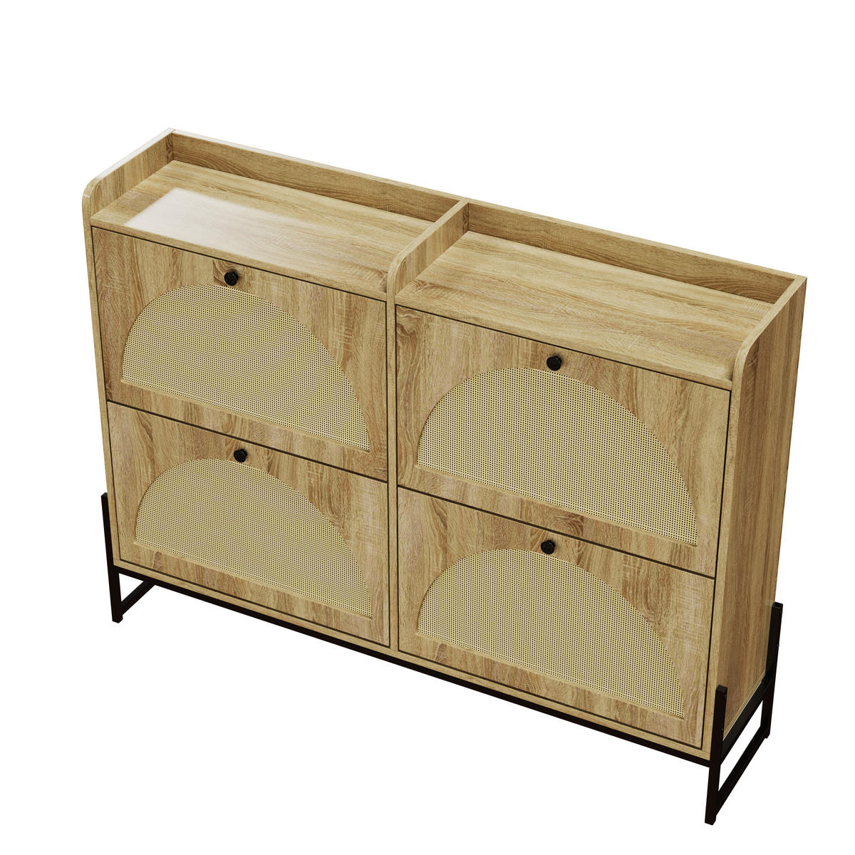 SCHUHSCHRANK mit 4 Klappen 118/25/91,5 cm in Naturfarbe, schmal und platzsparend - Naturfarben, Holzwerkstoff (118/91.5/25cm) - BEAOK