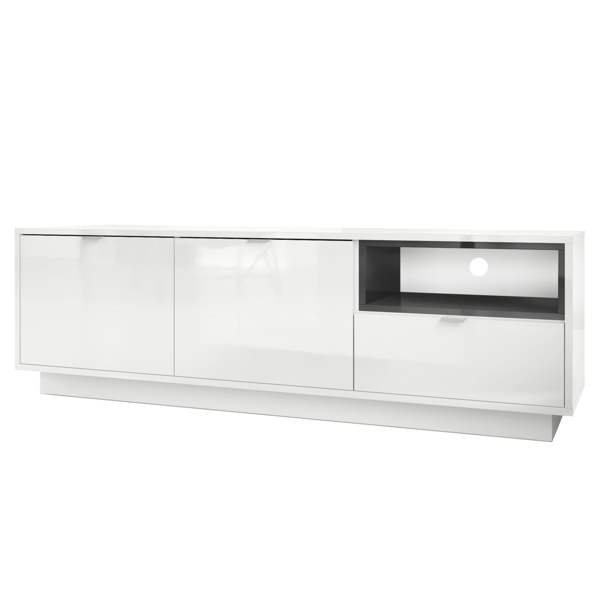 Vladon Lowboard Schwarz Hochglanz 153x48x37 cm