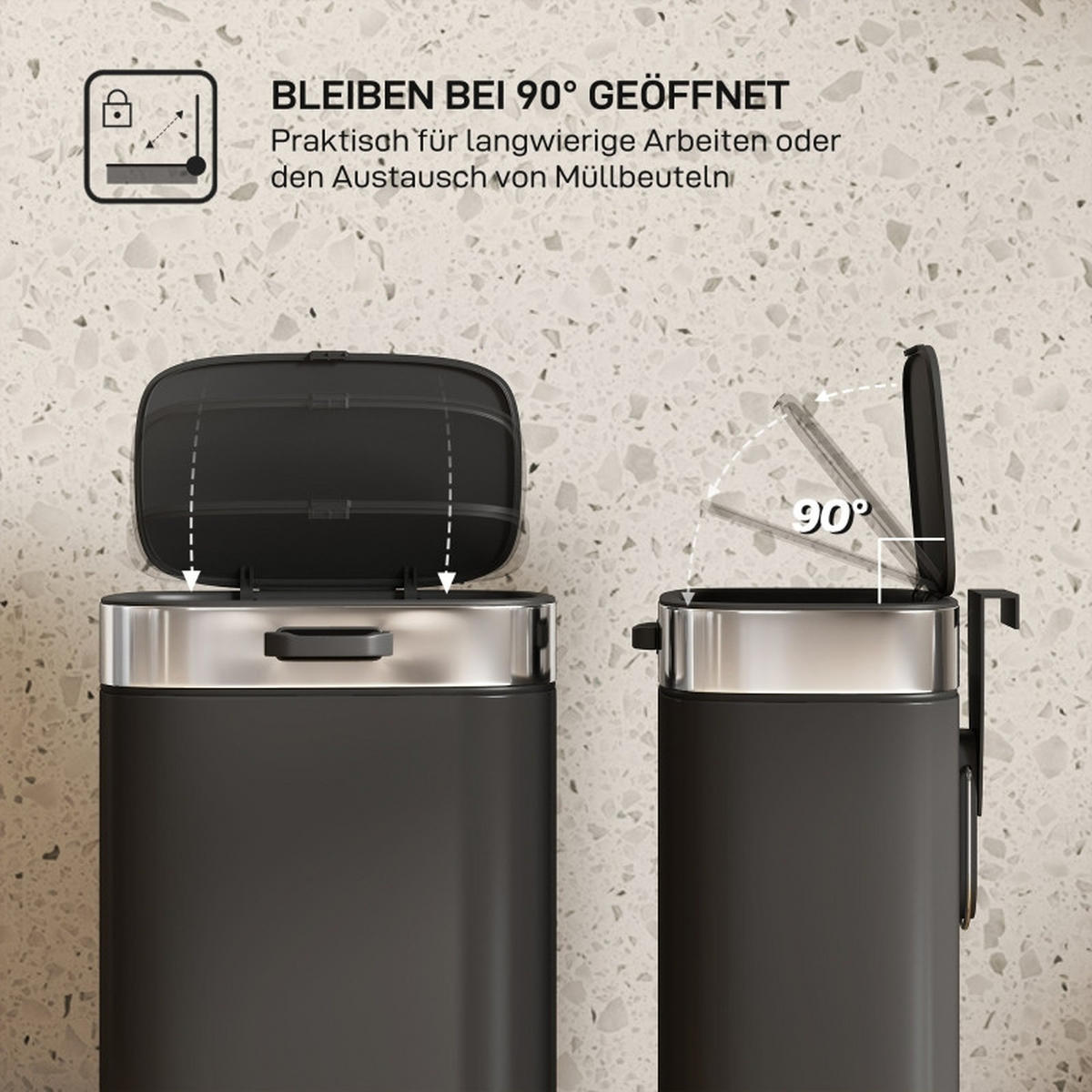 ABFALLEIMER - Schwarz, Metall (19.5/30/21.5cm)
