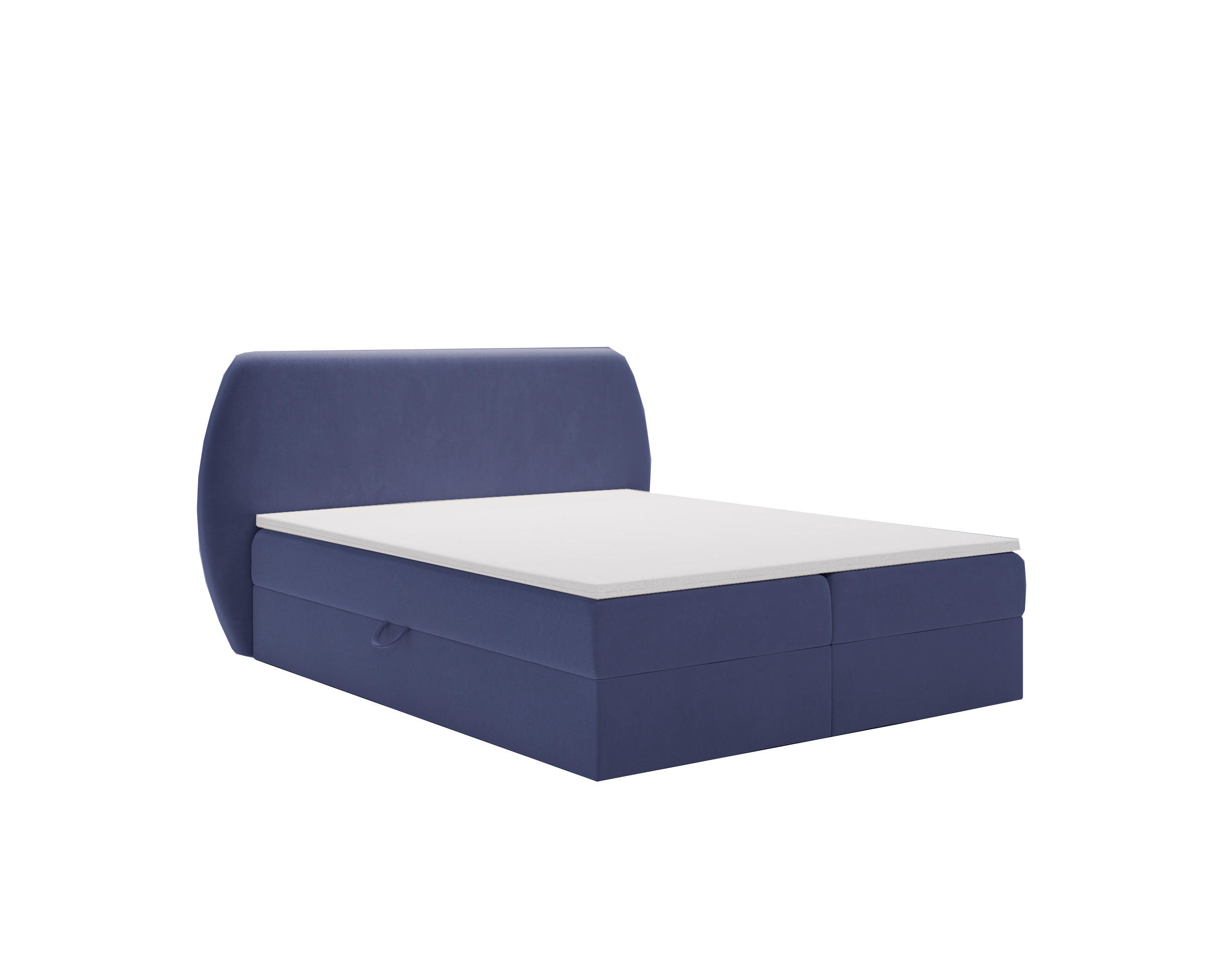 BOXBETT Bloom mit abgerundetem Kopfteil, Stoff Komodo Marineblau 120x200 cm - Dunkelblau, Holz (120/200cm) - Kaiser Möbel
