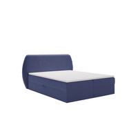 BOXBETT Bloom mit abgerundetem Kopfteil, Stoff Komodo Marineblau 120x200 cm - Dunkelblau, Holz (120/200cm) - Kaiser Möbel