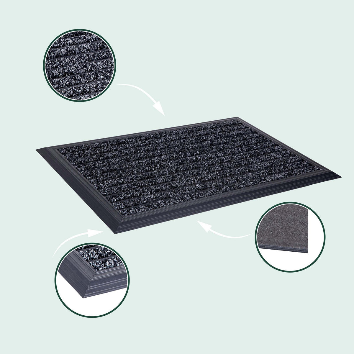 ROHOŽ - čierna, kov/textil (80/50cm) - Relaxdays