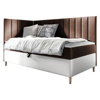 BOXBETT Maja Junior 3, Seite zum Öffnen des Bettkastens: Links - Weiß/Braun, Holz (90/200cm) - MIRJAN24