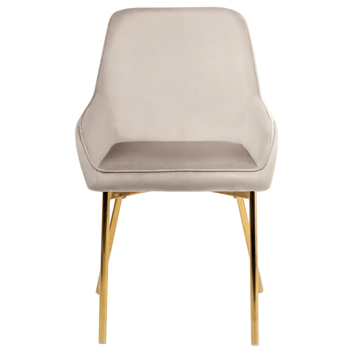 ESSZIMMERSTUHL 2er-Set Samtstoff Beige Loverna - Beige, Textil (54/87/63cm) - Beliani