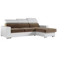 ECKSOFA FOX-L Braun/Weiß - Silberfarben/Braun, Kunststoff/Textil (242/168cm) - MKS