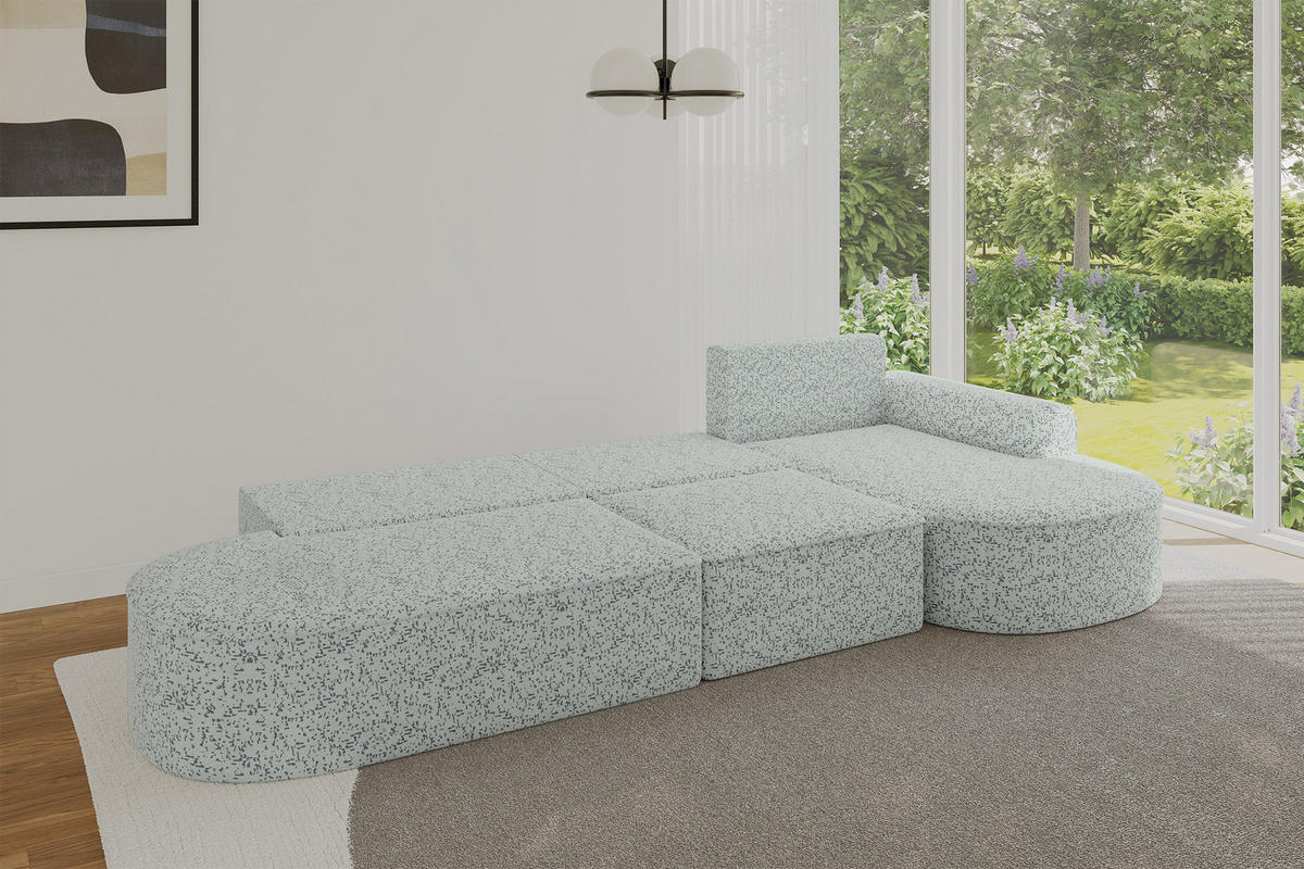 ECKSOFA mit Schlaffunktion Ottomane RECHTS MARI L2-S 368X167X85 Grün Velours - Smaragdgrün/Schwarz, Holzwerkstoff/Kunststoff (167/368cm) - ALTDECOR