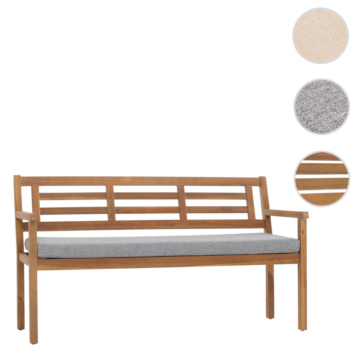 GARTENBANK 82x145x59cm Kissen Grau - Braun, Holz (145/82/59cm) - PROREGAL