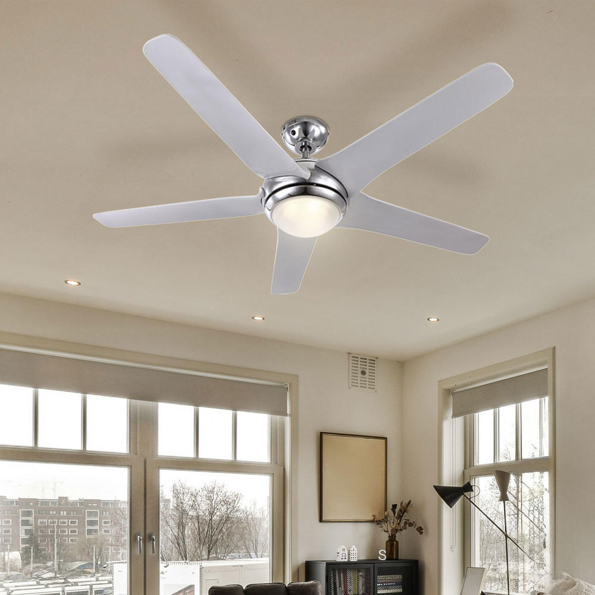 LED DECKENLEUCHTE Fabiola Weiß Glas - Weiß, Glas (137/137/37.2cm) - Globo Lighting