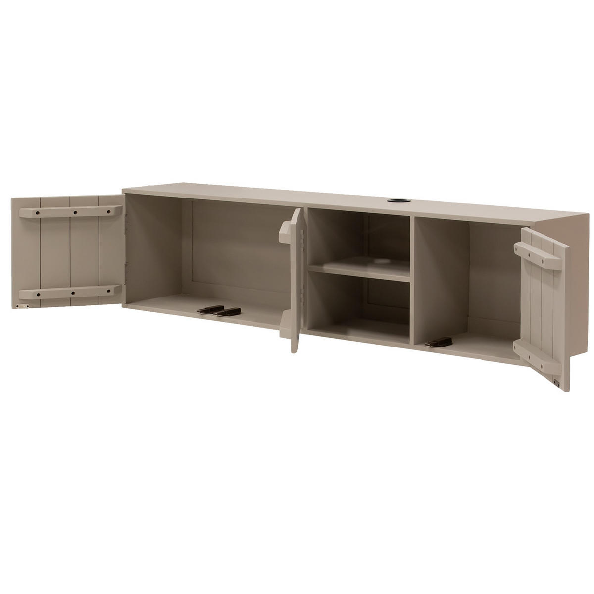 SCHWEBENDES TV-Möbel mit 3-Türen aus Mangoholz 160cm, taupe - Taupe, Holz (160/40/30cm) - Giga Meubel