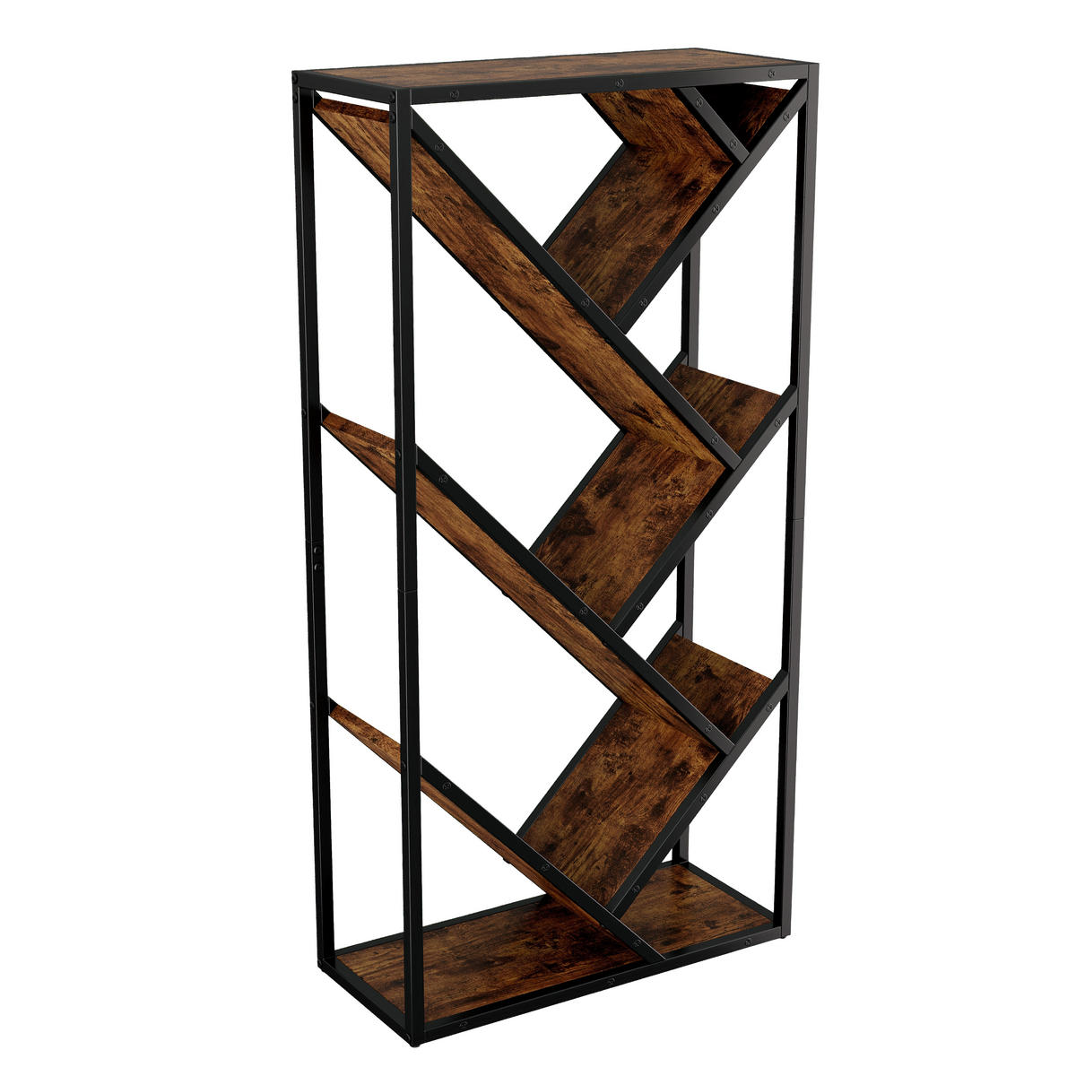 REGAL 80cm Baumdesign 8 Ebenen Eckregal Anti-Kipp modern - Braun, Holzwerkstoff (80/160/35cm) - FLIEKS