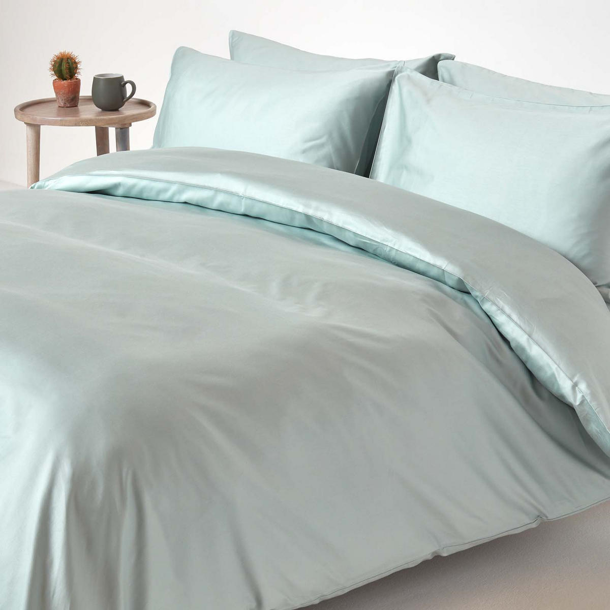 BIO-BETTWÄSCHE Satin Fadendichte 400 - Hellblau, Textil (260/220cm) - Homescapes